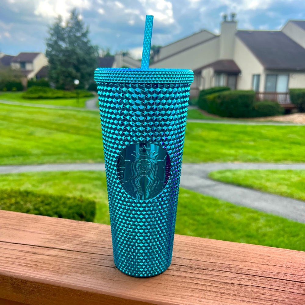 Starbucks Studded Blue Chrome Tumbler 24 oz